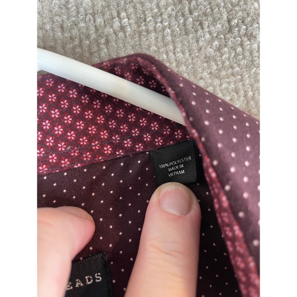 Society Threads Mens Slim Fit Burgundy Micro Dot Dress Shirt XXL - Picture 4 of 12